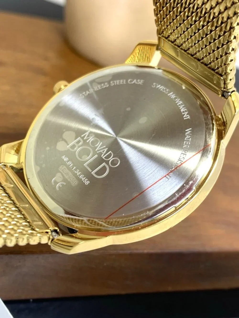 Movado Men's Watch 3600588 Bold Gold Dial Swiss Quartz Steel Mesh Bracelet 42mm